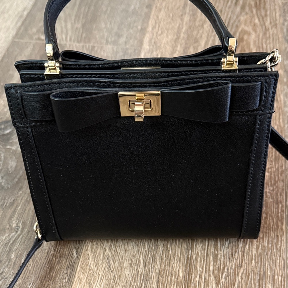 Kate Spade Black Mini Bow Bag with Gold Accents